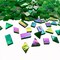 280 Pieces Iridescent Green Mosaic Tiles for Crafts, Mixed 4 Shapes Stained Glass Sheets, Stained Glass Supplies for Mosaic Projects